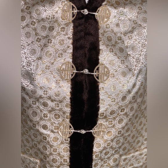 Kimono Satin & Faux Mink Fur Reversible Vintage Asian jacket - Picture 8 of 16